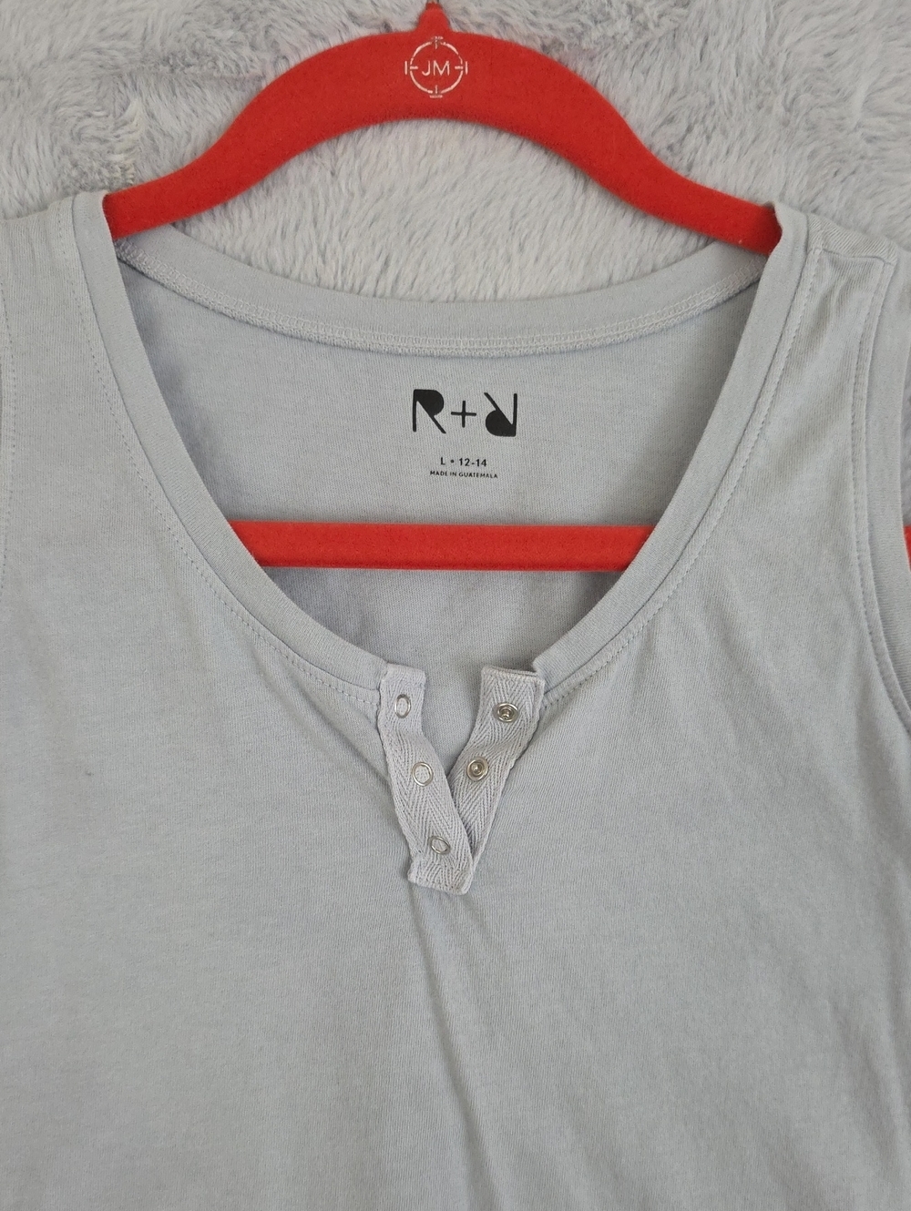 *R+D Gray Cropped Henley Tank Top Snap Front Sleeveless Women's Large 12-14 - Picture 7 of 9